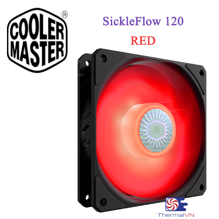 Quạt fan case 12cm Cooler Master SickleFlow 120 Red - Quạt 1800 vòng sức gió tốt, quay êm, bền bỉ, led đỏ