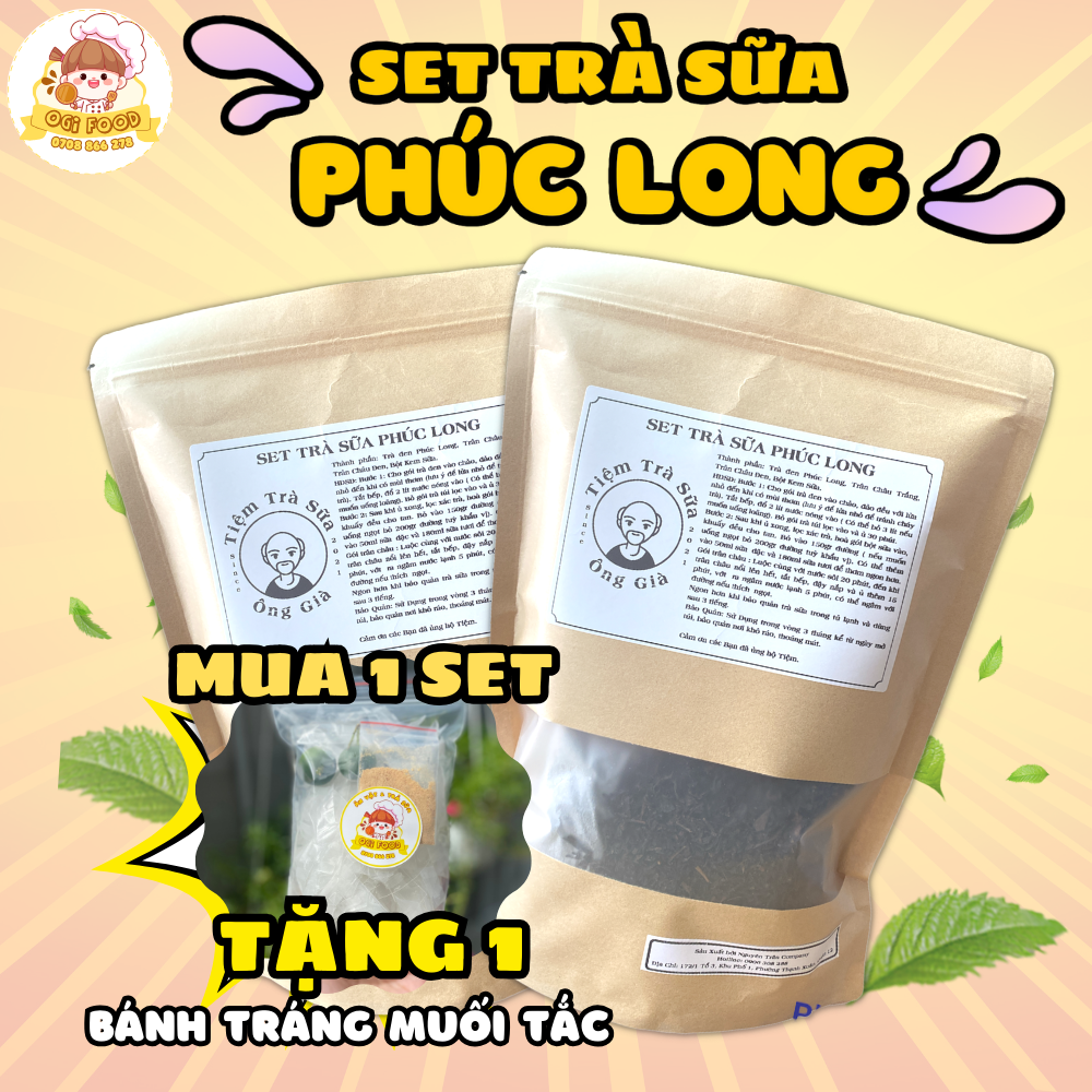 (Tặng Bánh Tráng) Set Nguyên Liệu Pha Trà Sữa Phúc Long/ Ô Long/ Truyền Thống Thượng Hạng TIỆM TRÀ SỮA ÔNG GIÀ (8 – 12 Ly) - Ăn Vặt OGI FOOD