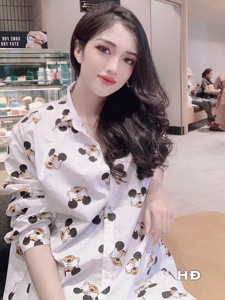 ÁO SƠ MI TAY DÀI FORM RỘNG IN HÌNH CHUỘT MICKEY DỄ THƯƠNG, PHONG CÁCH GIẤU QUẦN SÀNH ĐIỆU, TTSGR