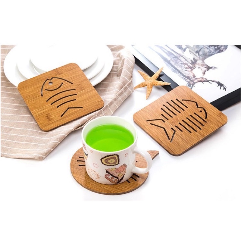 Đế lót gỗ, lót cốc - lót nồi gỗ cách nhiệt - chén bát, ly cốc nóng