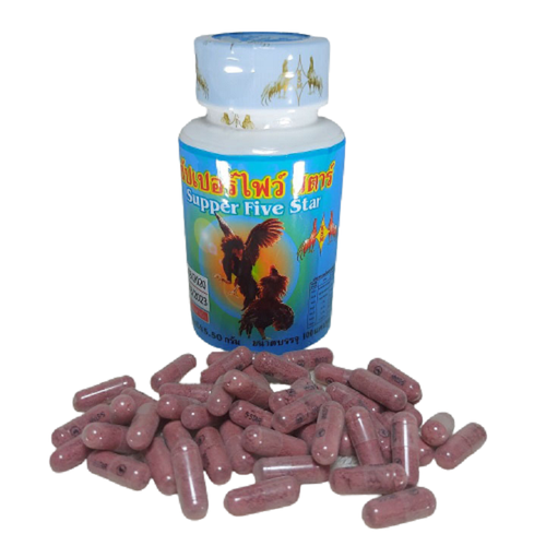 Super five Star Xanh (1Lọ x 100v] Bồi bổ gân gối,Tăng cường chức năng gân cho gà đá-thuốc nuôi gà đá Thái Lan số 1 hiện nay.
