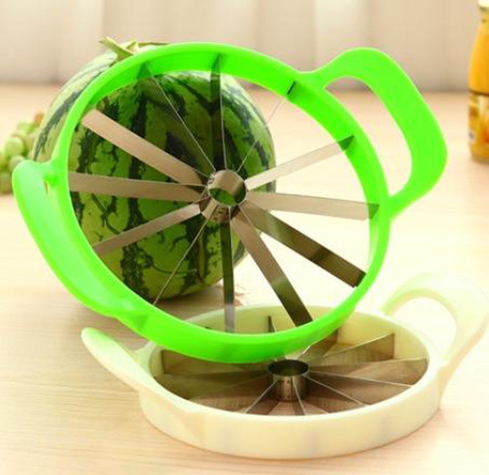 [HCM]Dụng cụ cắt dưa hấu thông minh - Cắt dưa nhanh gọn tách vỏ hoàn toàn - Dụng cụ inox cắt tỉa dưa - Dao cắt trái cây