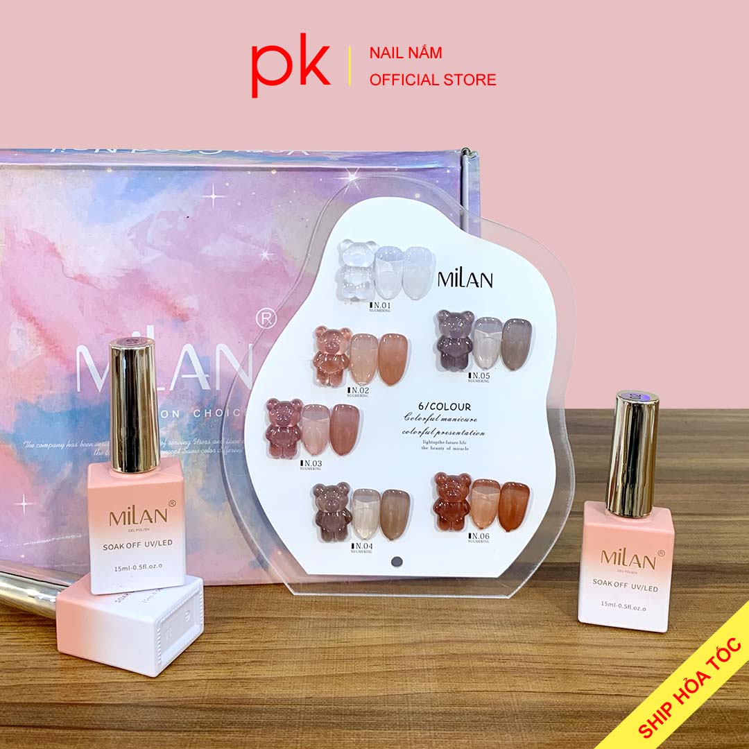 Set sơn gel 6 màu thạch MiLan tặng kèm bảng màu
