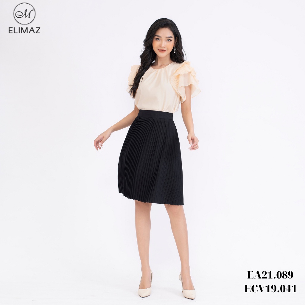 Chân váy nữ công sở Elimaz dập ly khóa sau ECV19.041