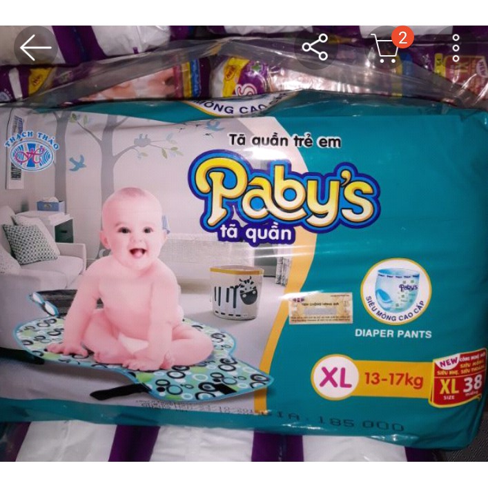 Tã quần paby's đủ size m44/l41/xl38/xxl36 miếng =1 bịch