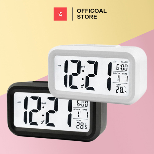 Đồng hồ báo thức điện tử kỹ thuật số để bàn với đèn LED nền cảm biến đa chức năng LC01,Với Đèn Ngủ Cho Phòng Ngủ Đồ Cho Bé Gái Bé Trai