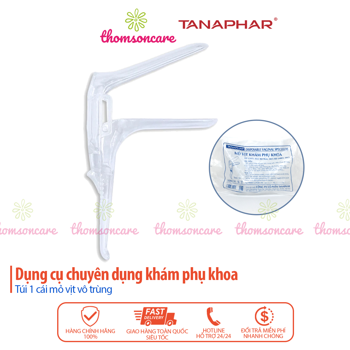 Combo 10 Mỏ vịt khám phụ khoa cho nữ giới, mỗi cái bằng nhựa y tế trong túi tiệt trùng, vệ sinh