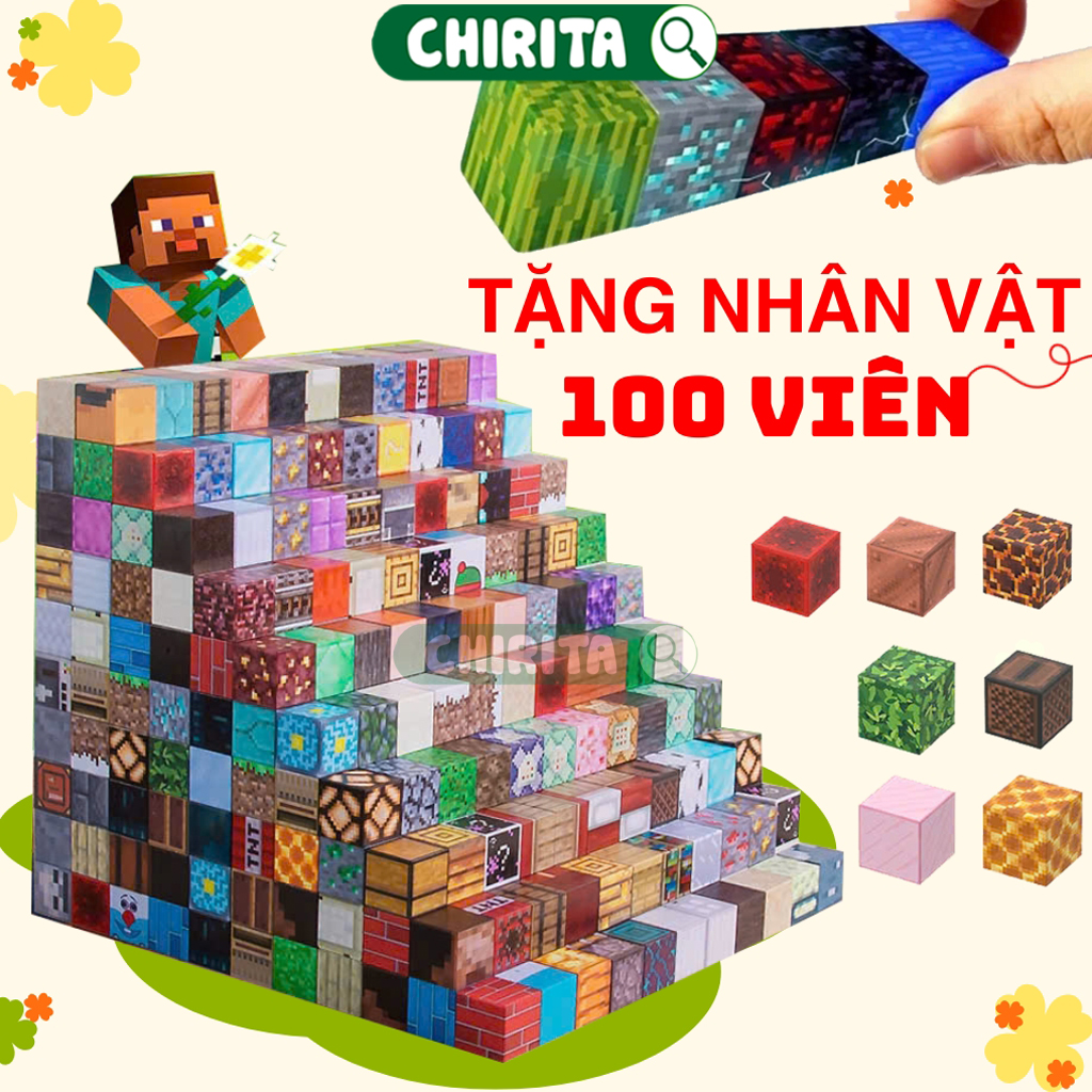 [TẶNG NHÂN VẬT] Đồ Chơi Khối Nam Châm Minecraft Khối Xây Dựng Mô Hình - Đồ Chơi Lắp Ráp Mô Hình Khối Từ Tính Quà Tặng Cho Bé Chirita