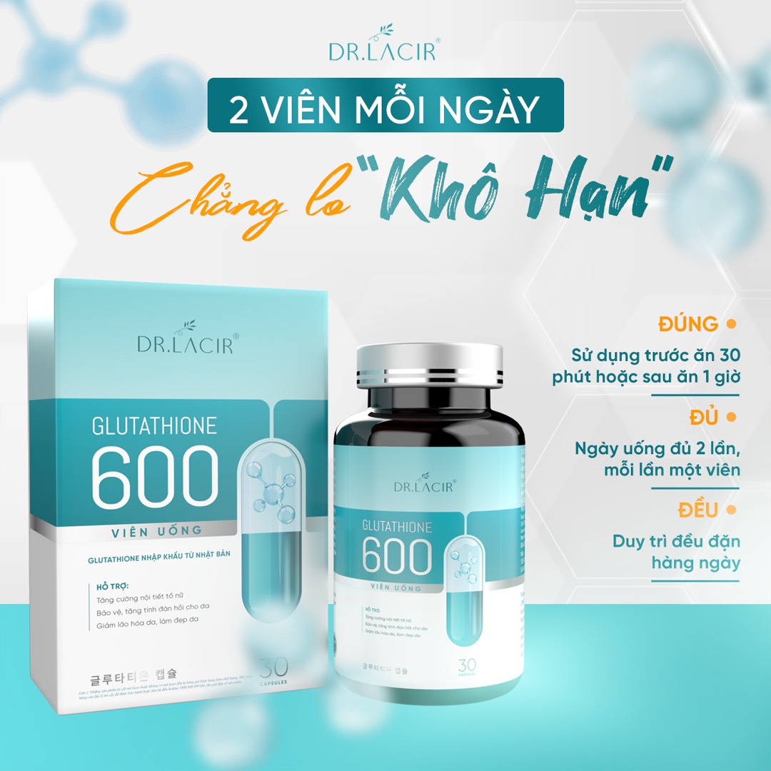 Vin ung trng da Glutathione 600 Dr Lacir m nm gim tn nhang mu mi  nhp khu Nht Bn 30 vin | Lazada.vn