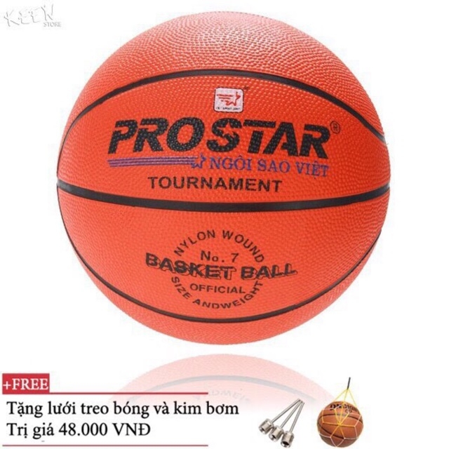 Quả bóng rổ pro star số 5 6 7 cao su tặng kim bơm bóng và lưới đựng bóng