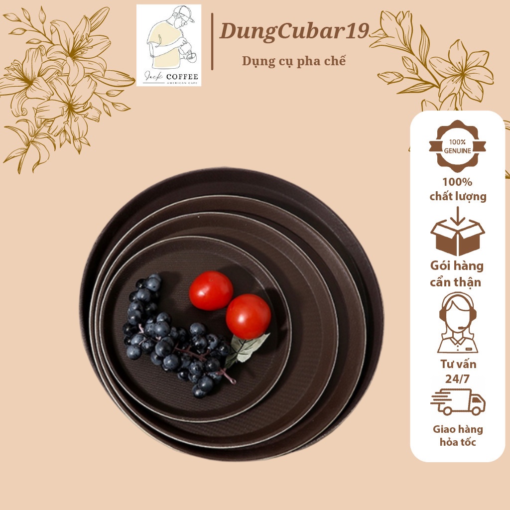 Khay phục vụ chống trượt tròn pha chế - mâm phục vụ chống trơn trượt - dụng cụ pha chế