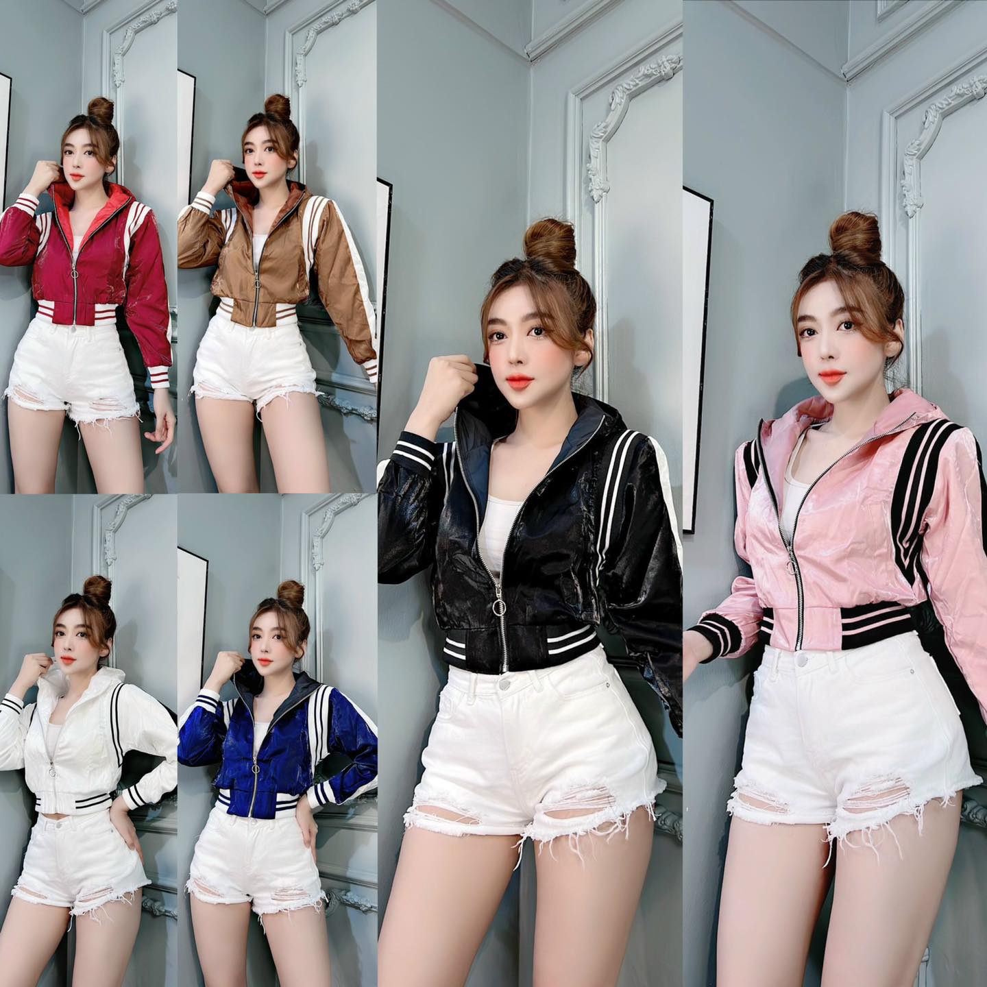 Áo khoác lửng nữ phối bo sang chảnh sang xịn mịn hàng giống hình 100% mẫu mới cập nhật style cá tính phom chuẩn có nón