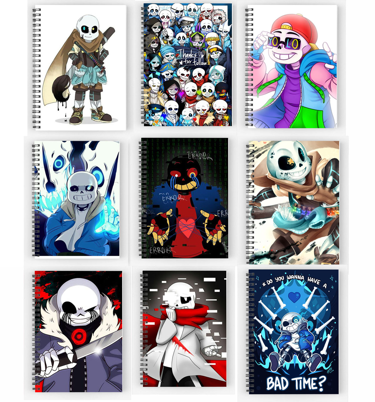 sổ tay sans undertale erro ink cross dream fell fellswap fresh geno horror killer lust murder swapfell sổ gáy xoắn