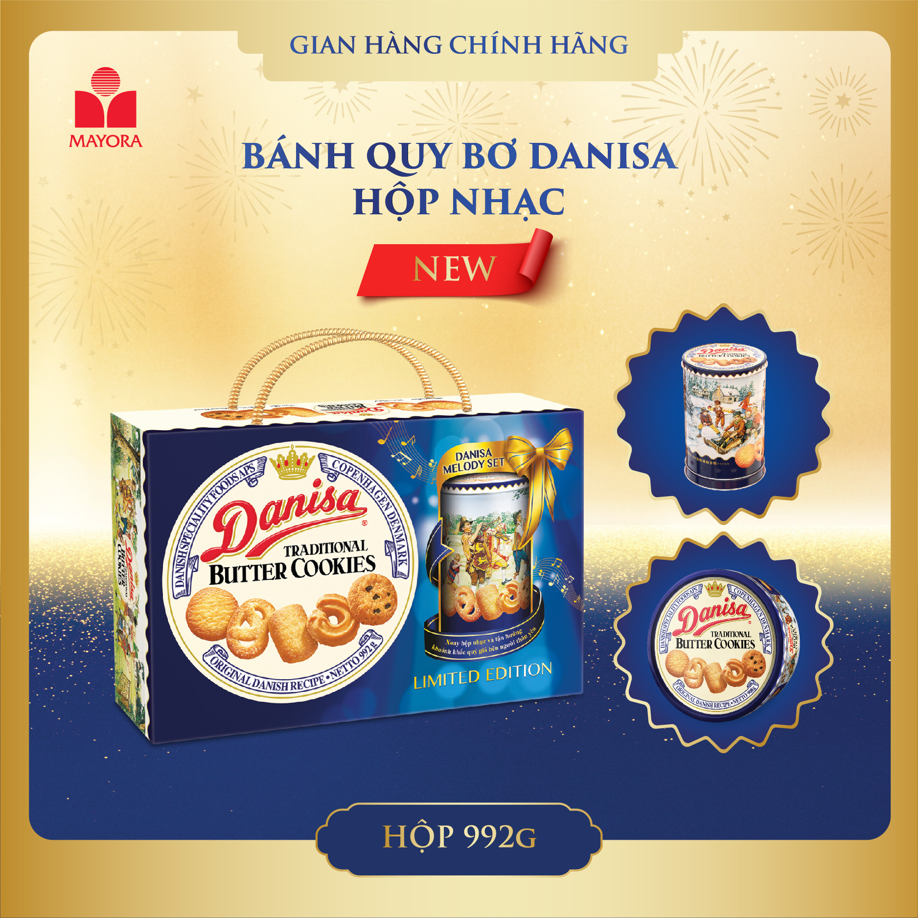 Hộp quà bánh quy danisa melody hộp nhạc 992g