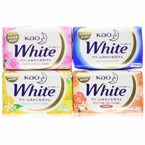 Bộ 4 bánh xà bông tắm Trắng da KAO White Hương hoa 130g/bánh