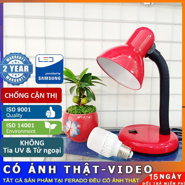 [SALE HOT] Đèn học để bàn học sinh CHỐNG CẬN THỊ MÀU ĐỎ SIÊU TIỆN LỢI + KÈM BÓNG