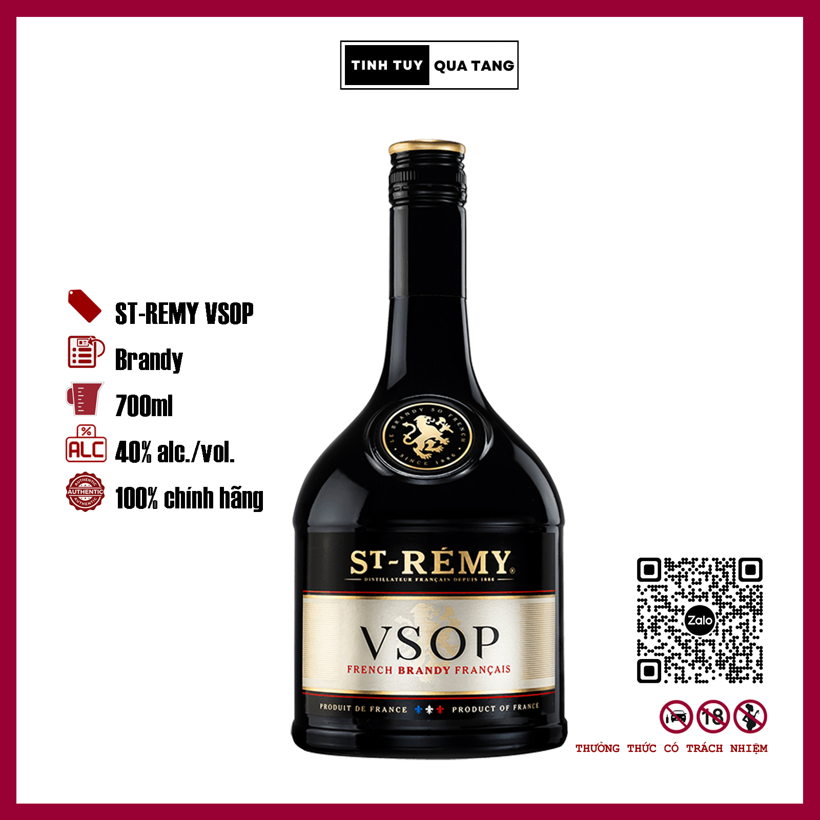 Brandy ST-Remy VSOP dung tích 700ml