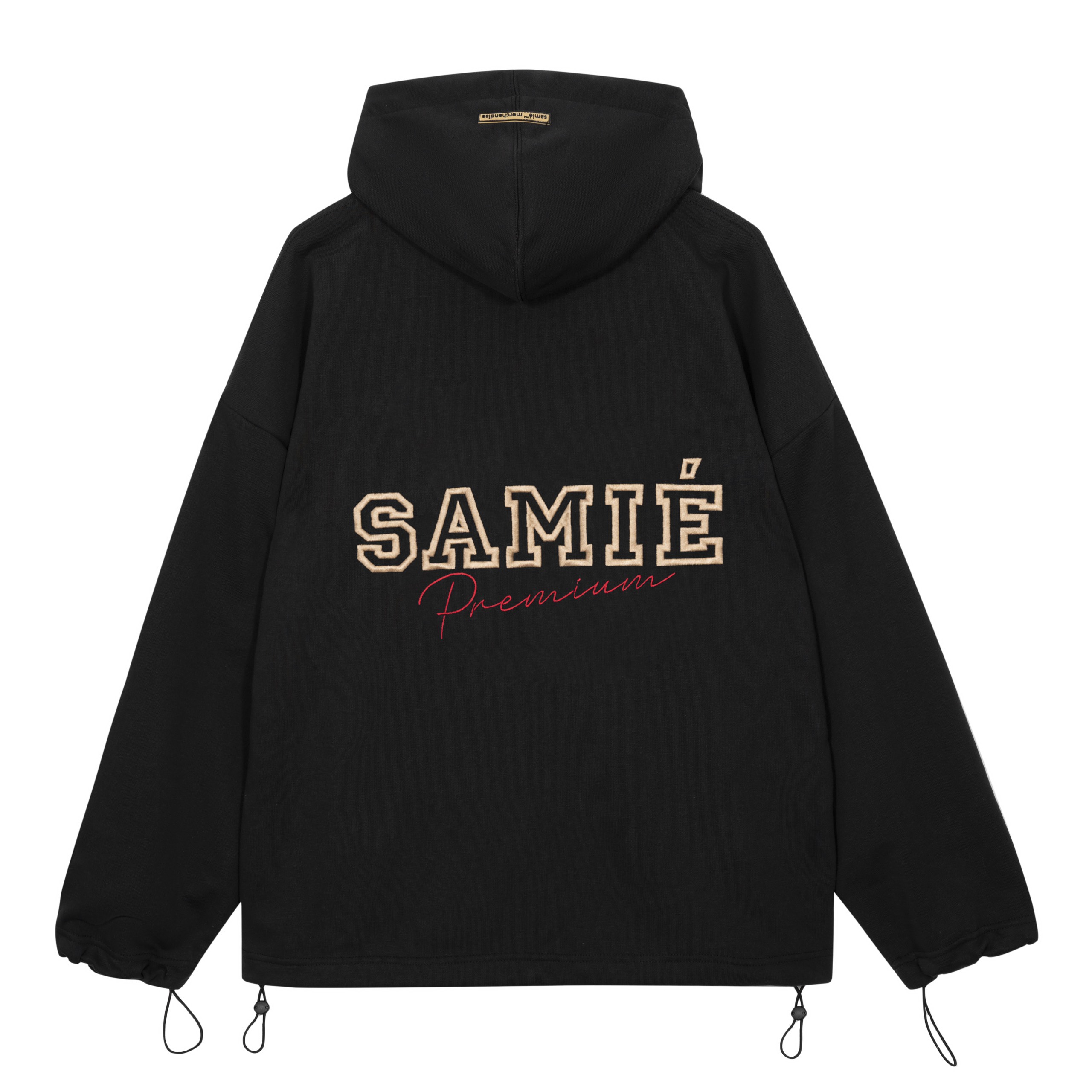 Áo hoodie chân cua thêu logo samié premium - unisex - áo hoodie có nón thêu logo - hoodie chân cua đen