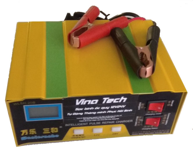 Máy sạc bình Acquy Vina Tech VL01 12V/24V 20Ah -200Ah tự động thông minh phục hồi bình