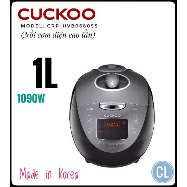 [Trả góp 0%]Nồi cơm cao tần Cuckoo CRP-HVB0680SS / HVB06BS 1L