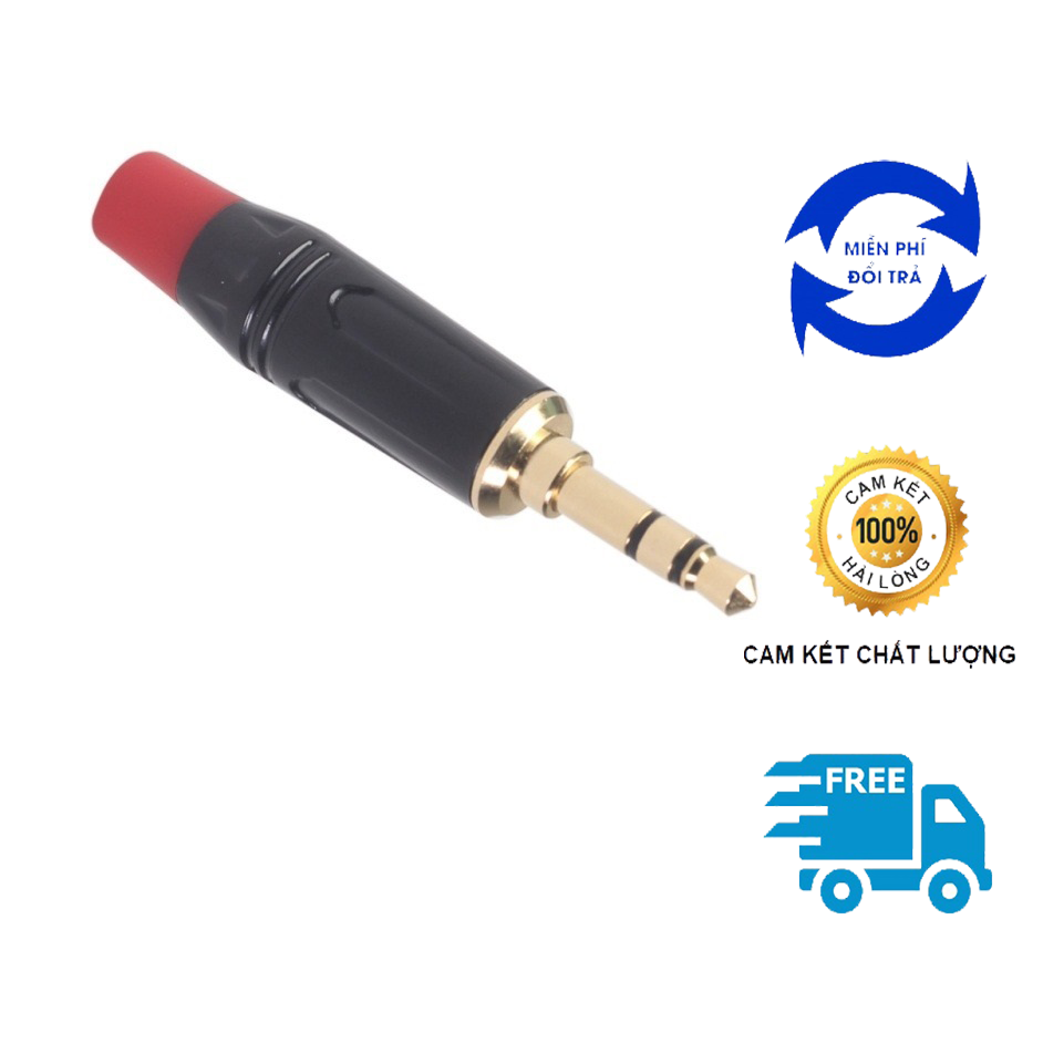 Jack 3.5mm Jack 3 Ly Đuôi Cao Su Màu Đỏ Đen Jack cắm chân đồng mạ vàng