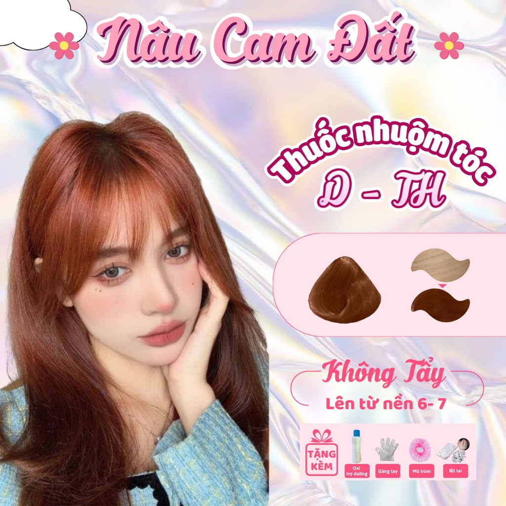 Thuốc Nhuộm Tóc Nâu Cam Đất Không Cần Thuốc Tẩy Tóc