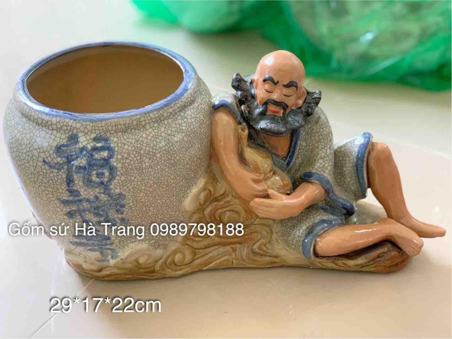 Tượng trồng cây bonsai  Gốm sứ Bát Tràng