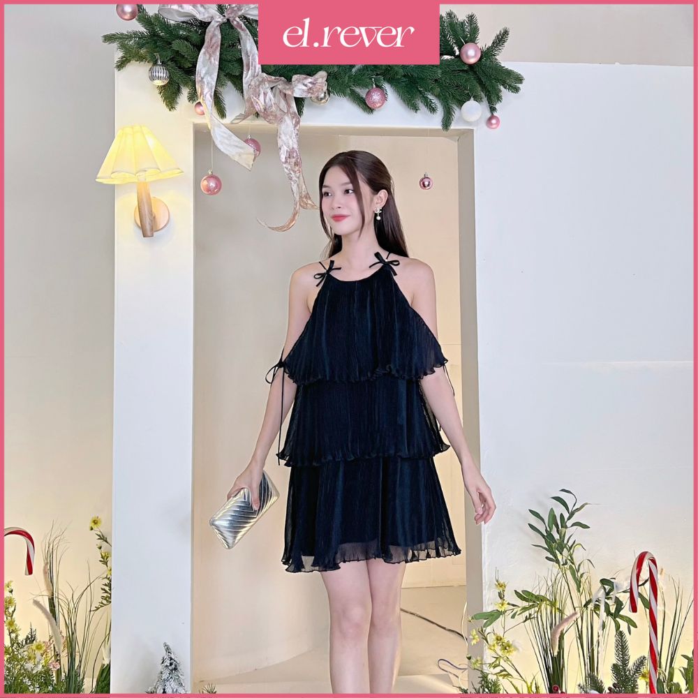 El.rêver - đầm xếp ly tầng nữ tính - màu đen - 1023d98