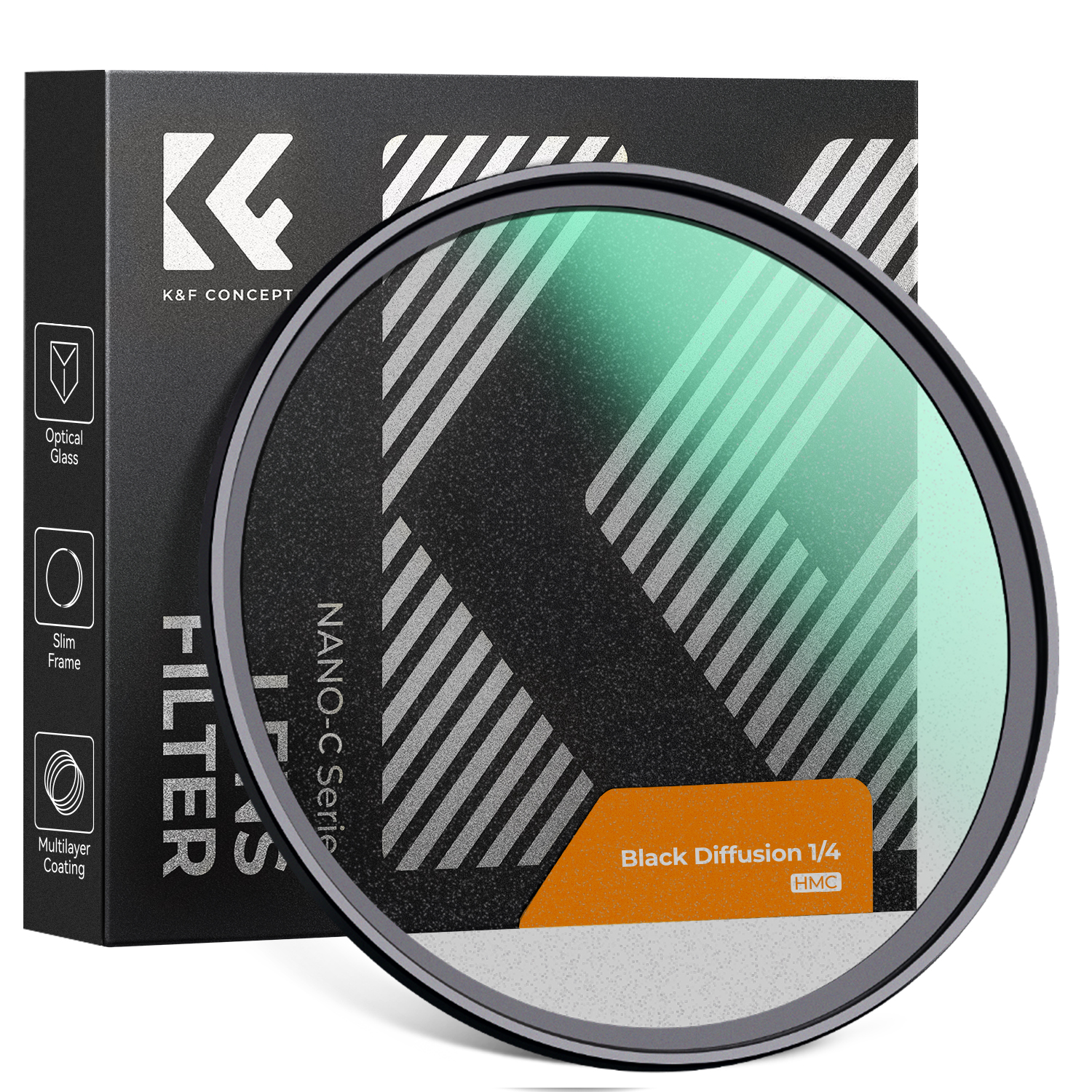  K&F CONCEPT Nano-C-Series 1 4 1 8 Black Mist Diffusion Filter 49mm-82mm Mist Dreamy Cinematic Effect for Camera Lens Video Vlog Portrait Photography 52 55 58 62 67 72 77 82mm 