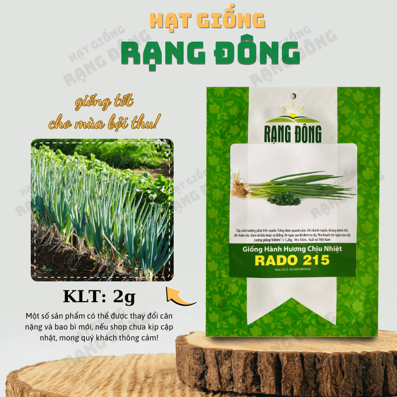 Hạt giống Hành Hương Chịu Nhiệt Rado 215 (gói 2 gr) cây sinh trưởng khỏe, nhanh nở bụi, trồng quanh năm, chịu nhiệt tốt - Hạt Giống Rạng Đông