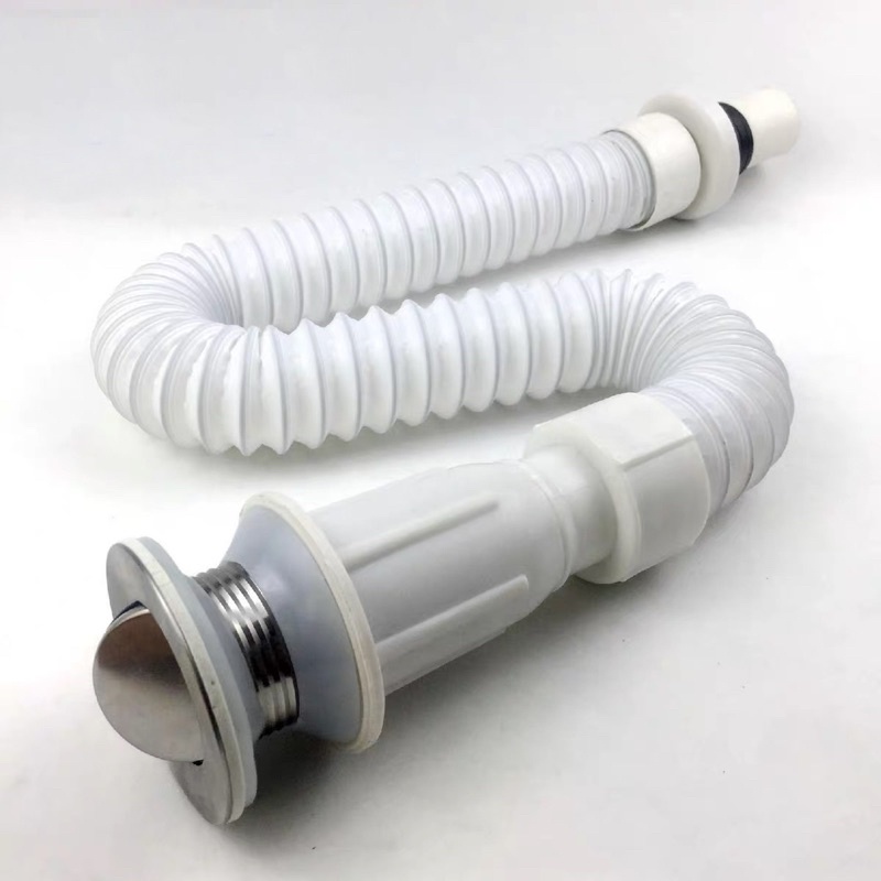 Xi phông thoát nước chậu rửa mặt nhựa sun đầu inox