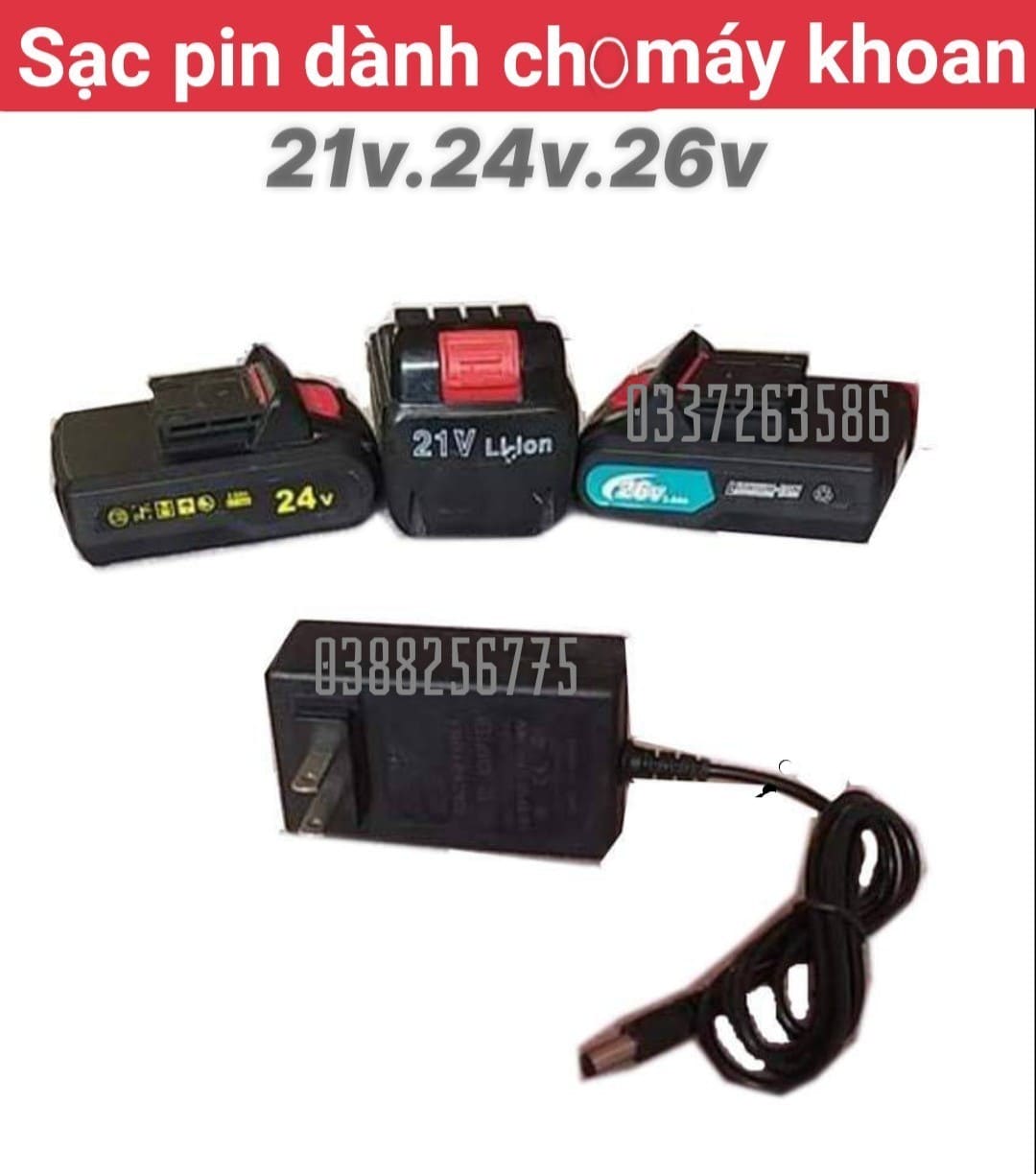 Sạc Pin Máy Khoan 21v.24v.26v.28v-2A Cho các loại máy khoan