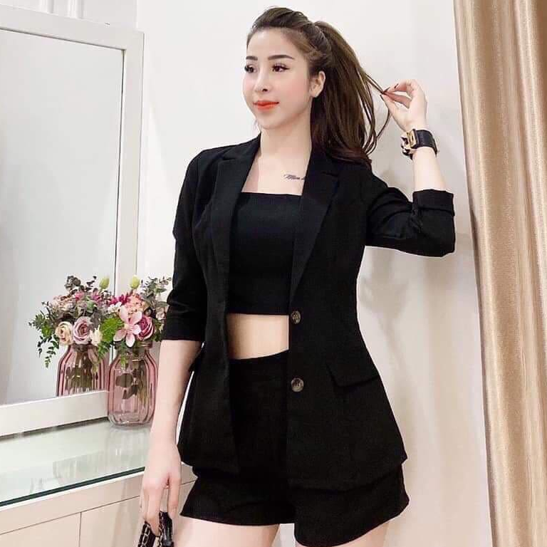 Set vet 3 món nút cài áo cách tân phong cách quyến rũ thu hút thời trang tt