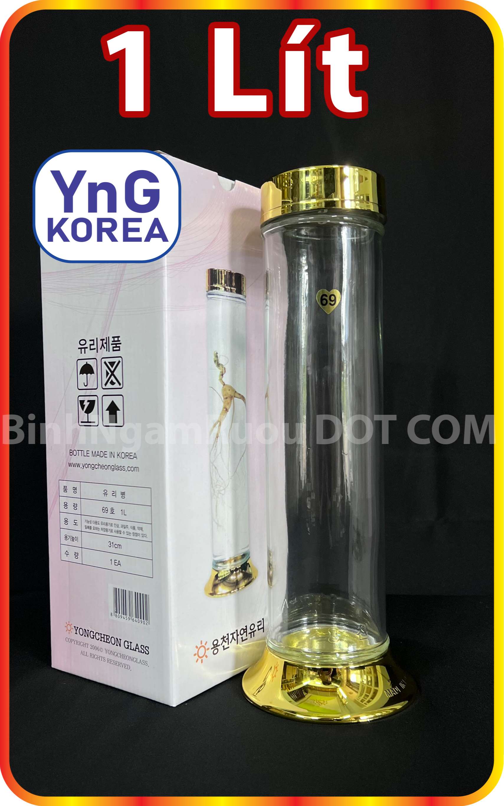 [HCM] Bình Ngâm Rượu Hàn Quốc Thể Tích 1 Lít NO.69 - Dáng trụ | SANG TRỌNG - ĐẲNG CẤP - phù hợp làm quà tặng độc đáo nà GIÁ lại quá RẺ