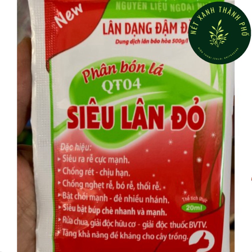 Siêu lân đỏ cho hoa gói 20ml, dung dịch siêu lân dạng đậm đặc