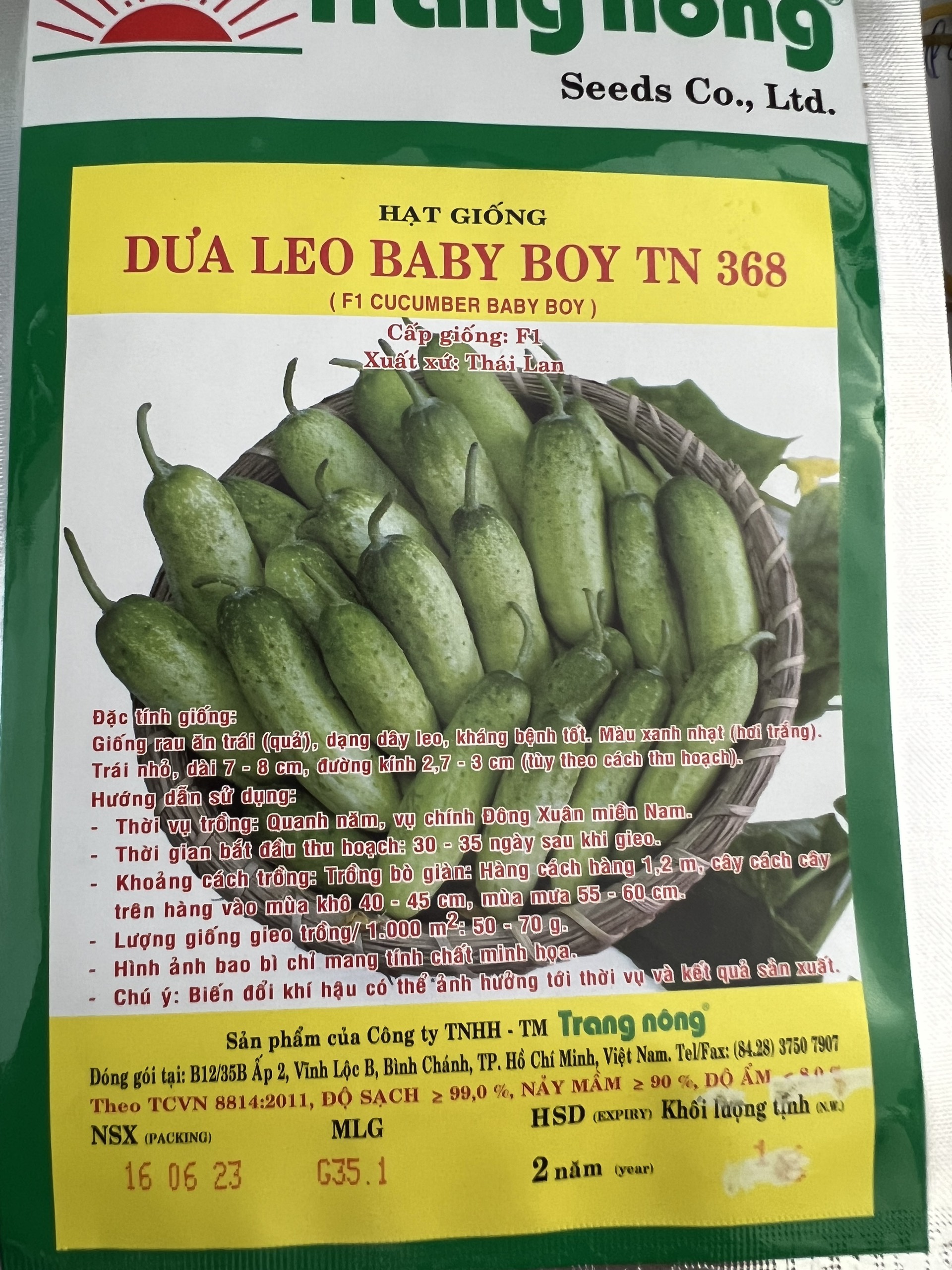 Hạt giống dưa leo baby boy tn 368