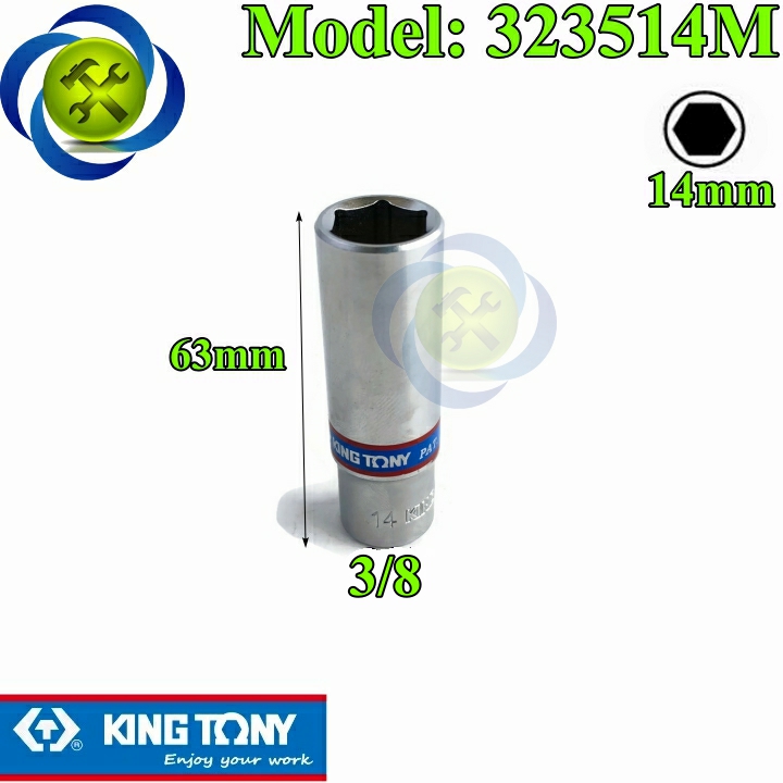 Tuýp 14mm 3/8 inch kingtony 323514m loại 6 cạnh màu trắng dài 63mm