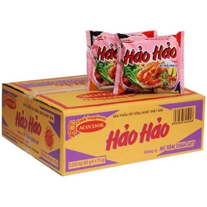 Thùng Mì Tôm hảo hảo chua cay- Mì Xào 30 Gói x 75g - SHOP THU QUÂN