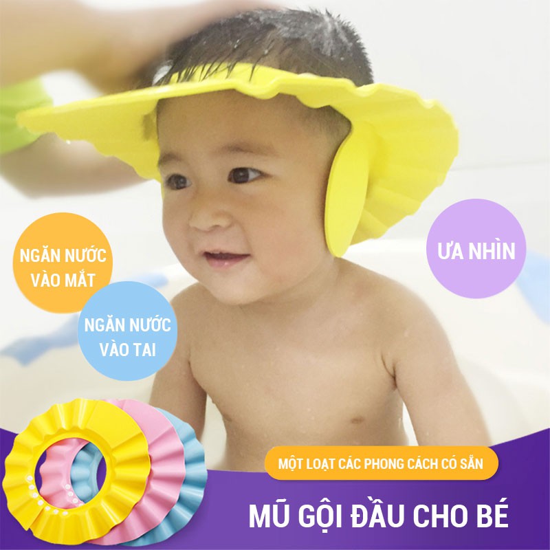 [HÀNG CÓ SẴN] Mũ Gội Đầu Cho Bé Mũ Tắm Chắn Nước Trẻ Em Có Thể Điều Chỉnh