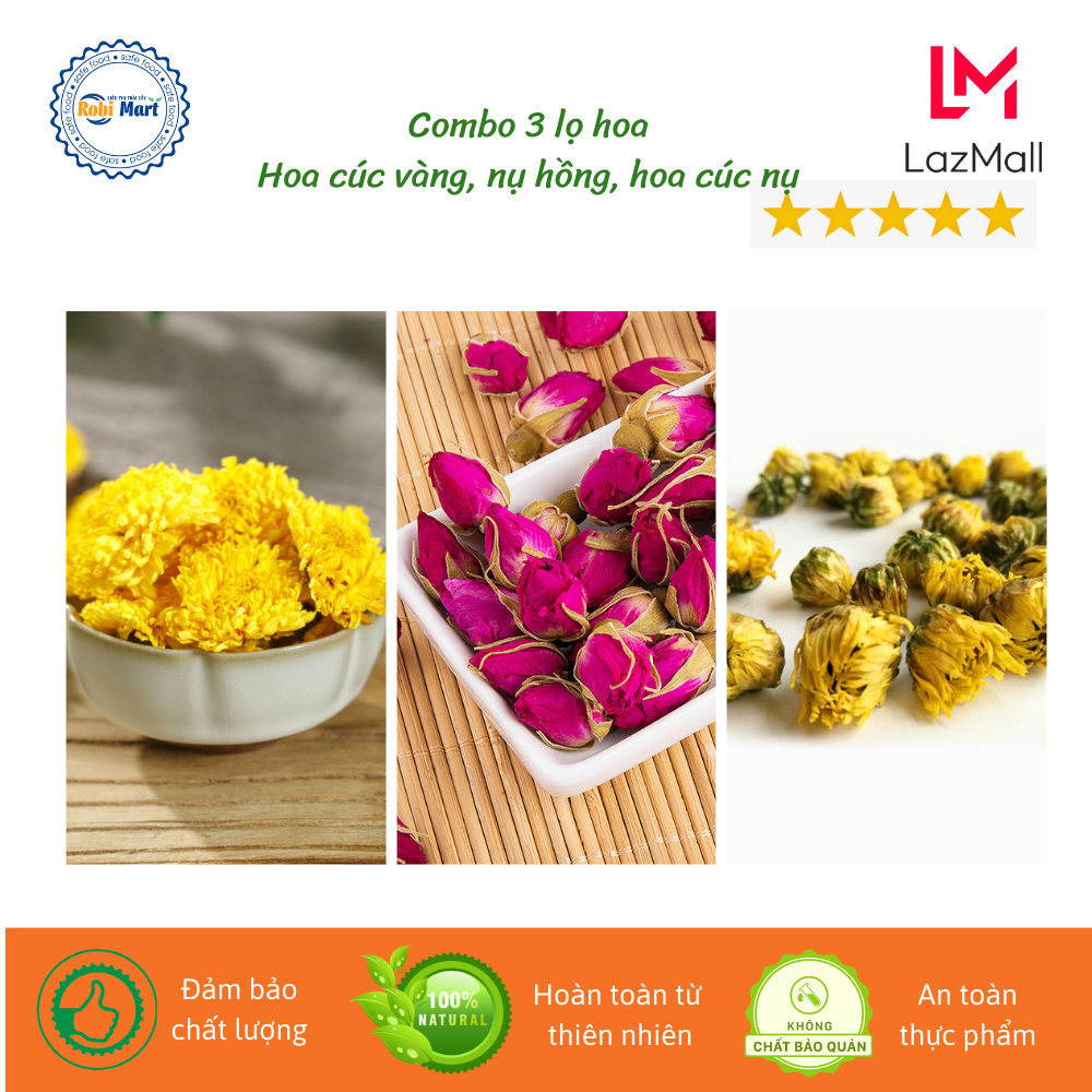 Combo 3 lọ trà hoa sấy khô robimart đẹp da, tốt cho sức khỏe