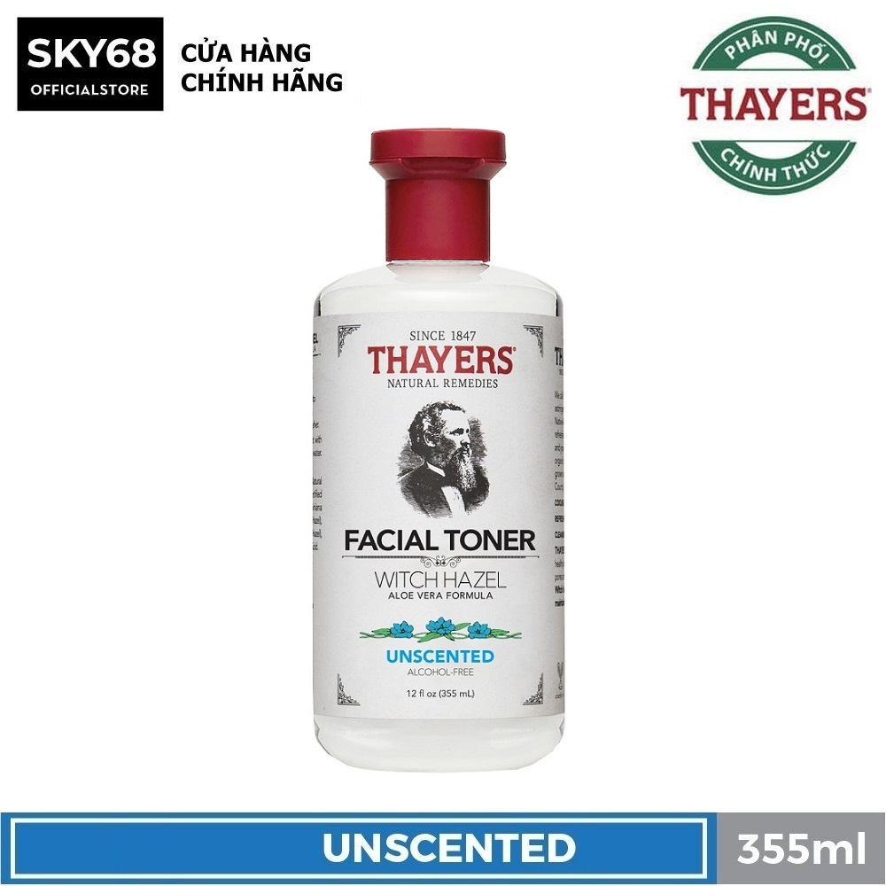 Nước hoa hồng không cồn THAYERS® Alcohol-Free Unscented Witch Hazel Toner 355ml (Dành cho da nhờn và da mụn)