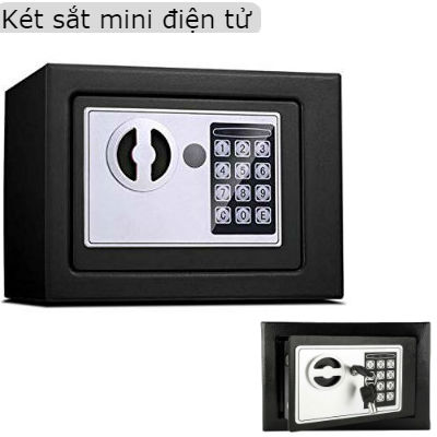 KÉT SẮT MINI 17E - két sắt mini điện tử khóa số an toàn Két sắt mini 17E đựng tiền siêu an toàn Két sắt mini điện tử 17E màu đen có khe nhét tiềnKét sắt mini 17e cao cấp hệ thống khóa cực kì an toàn