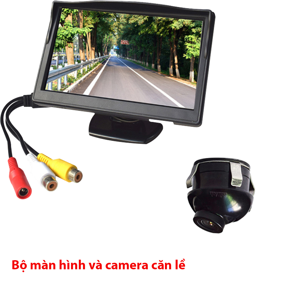 Bộ màn hình và camera căn lề, màn hình LCD 5 inch đặt taplo, camera căn lề chỉnh góc được