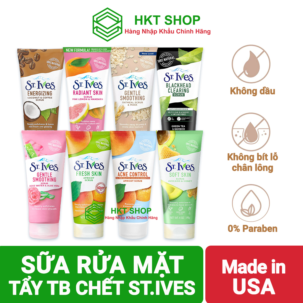 Sữa rửa mặt St.Ives tẩy tế bào chết 170G - HKT Shop