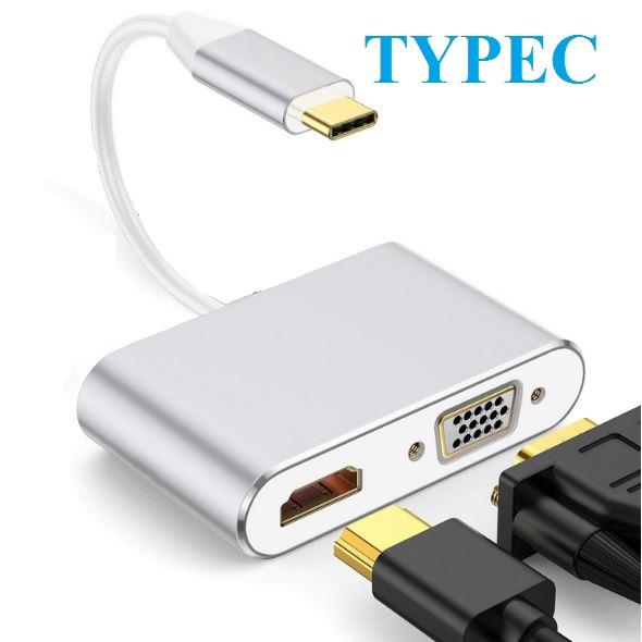 Bộ cáp chuyển đổi từ Typec sang HDMI   VGA 2K 4K cáp typec to hdmi kết nối tivi máy chiếu