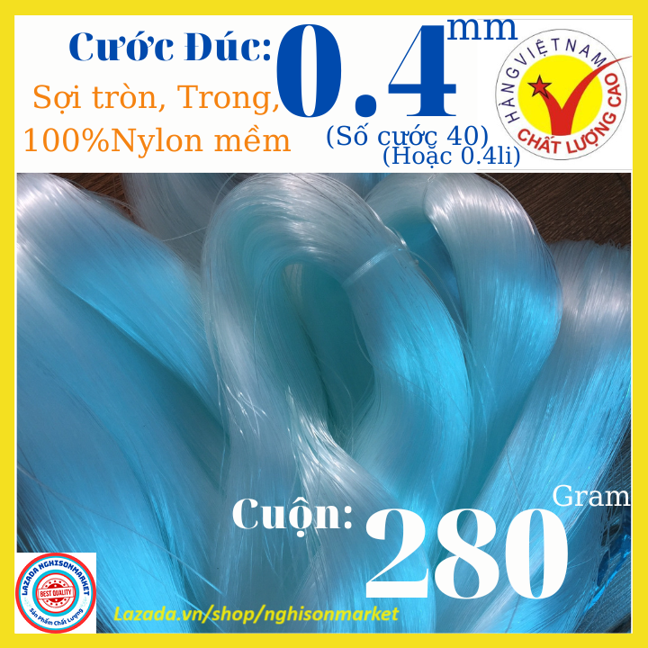 Cước đan lưới 0.4mm (0.4li, Số 40) Câu cá Đan chài lưới cuộn 280 gram