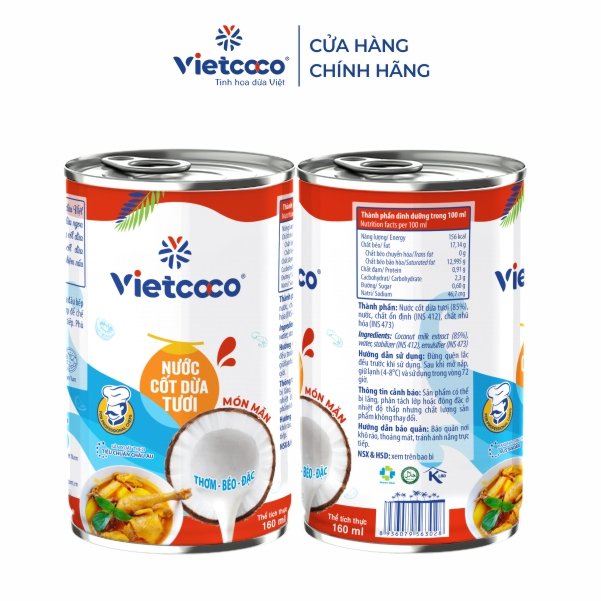 Combo 2 lon nước cốt dừa tươi Vietcoco 160ml - Món mặn
