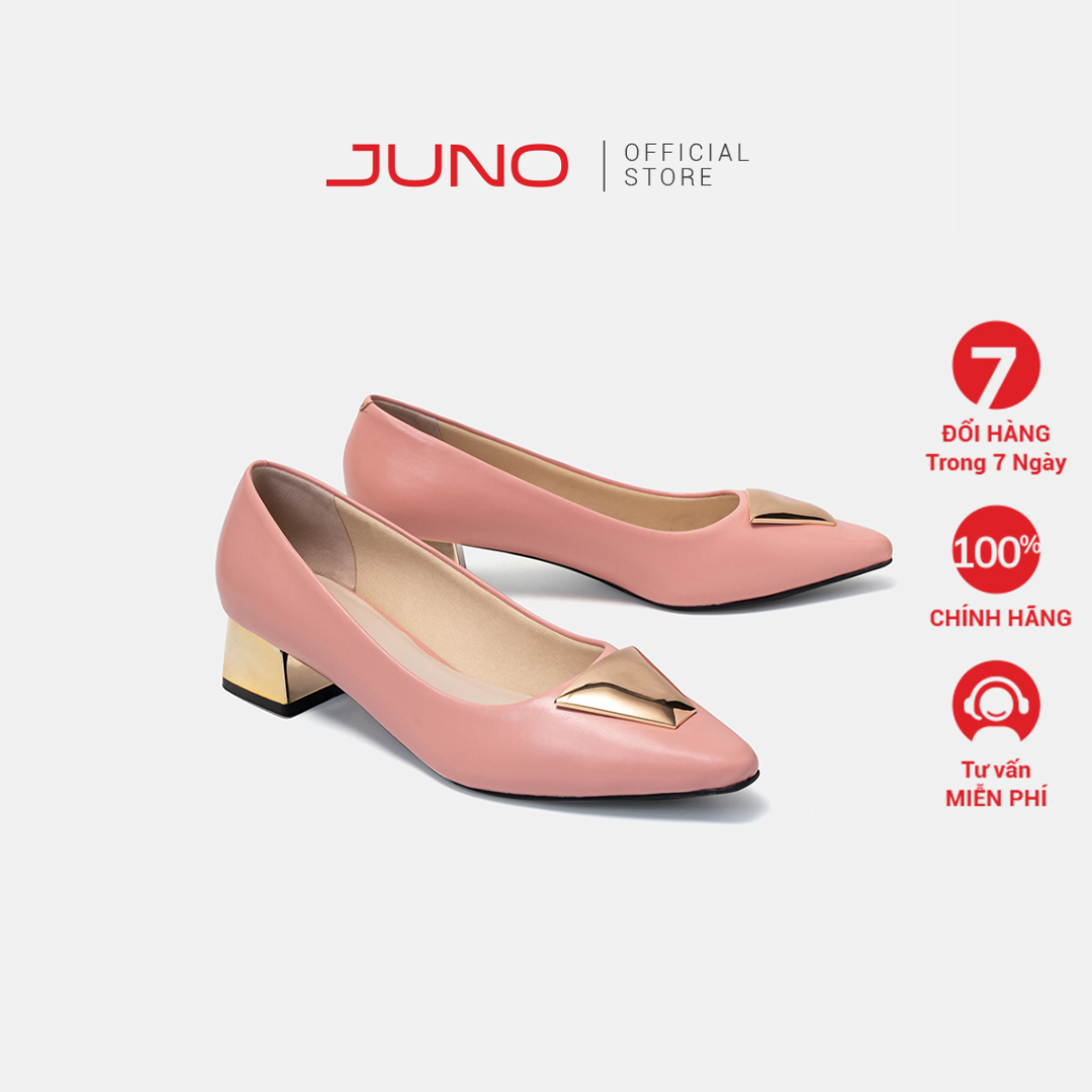 Giày cao gót nữ 5cm thời trang juno mũi nhọn trang trí khoá cg05126