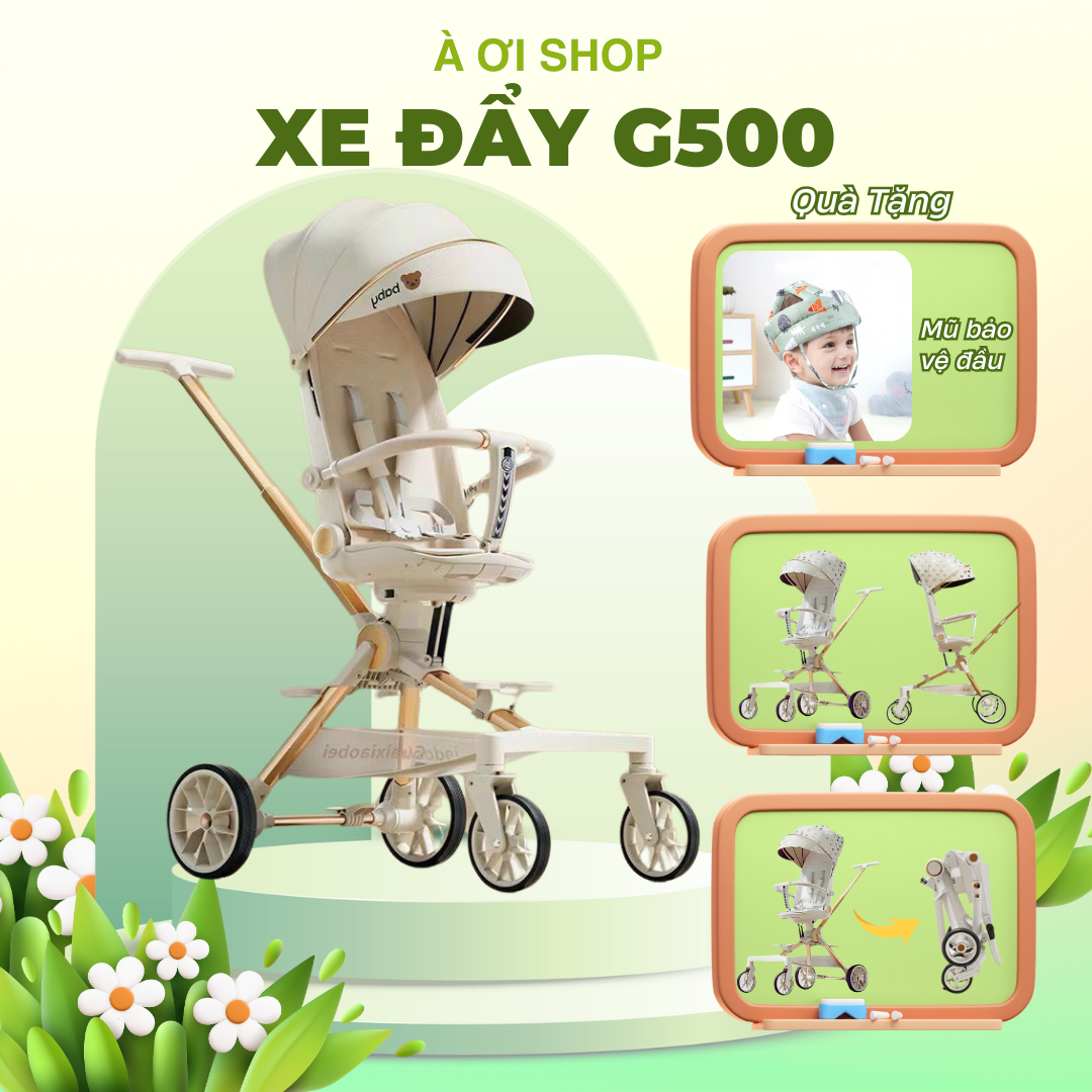Xe đẩy đảo chiều gấp gọn G500 cao cấp cho bé sơ sinh (kèm bàn ăn dặm)
