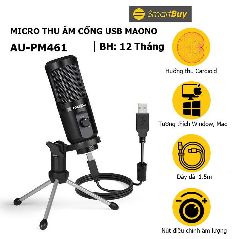 Maono AU-PM461, micro cổng USB có thể tùy chỉnh âm lượng - Hàng chính hãng